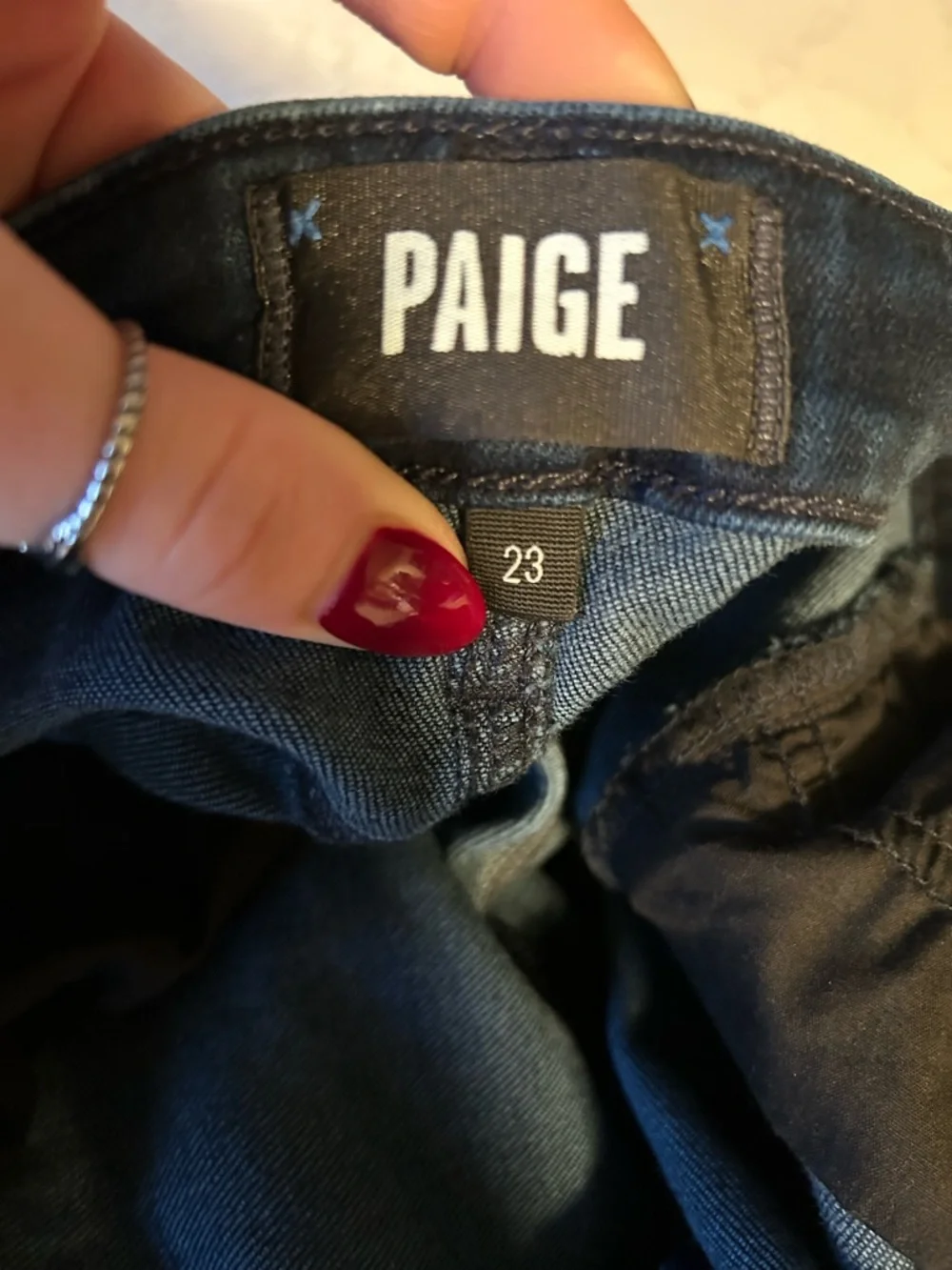 PAIGE Genevieve Dark Blue Flare Stretch Jeans 30” Inseam in Color Novela - Picture 4 of 16